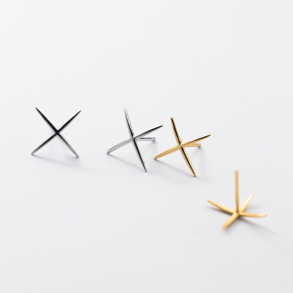 NWT Geometric Criss Cross Earrings Sterling Silver Mens Earrings Jewelry Gifts
